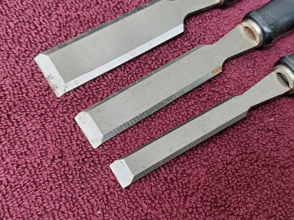 3 Pc Stanley 16-089(?) Chisel Set, Made in USA