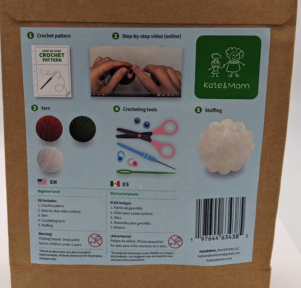 Kate & Mom Cute Cactus Crochet Kit Beginner w/Video Tutorials and Materials