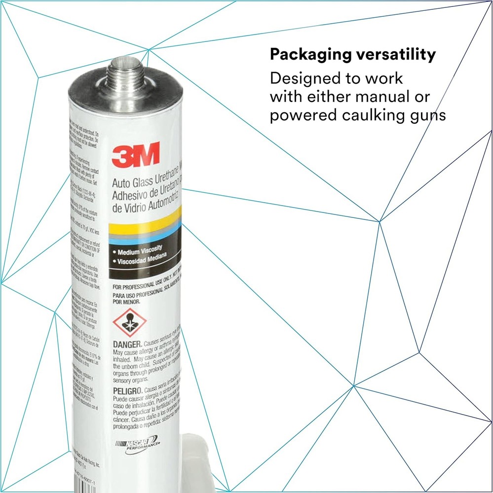3M Auto Glass Urethane Windshield Adhesive, 08693, Medium 10.5 FL OZ, Black