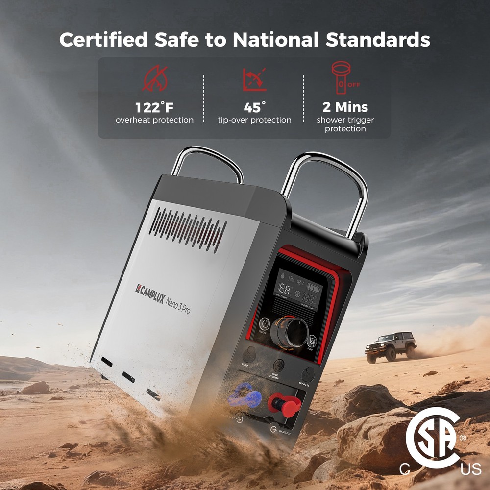 Camplux 1 lb Tank Portable Propane Water Heater for Camping Shower CSA Certified