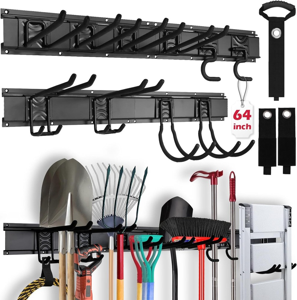64" Heavy Duty Garage Storage Tool Organizer Wall Mount - Rack with...