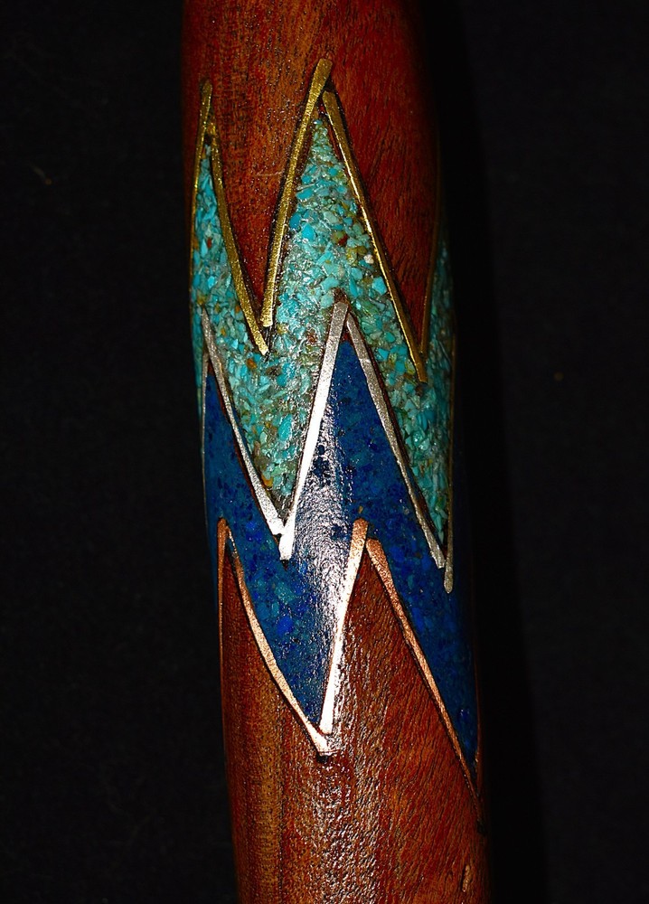 Handmade " Zig Zag " Cane Turquoise and Azurite