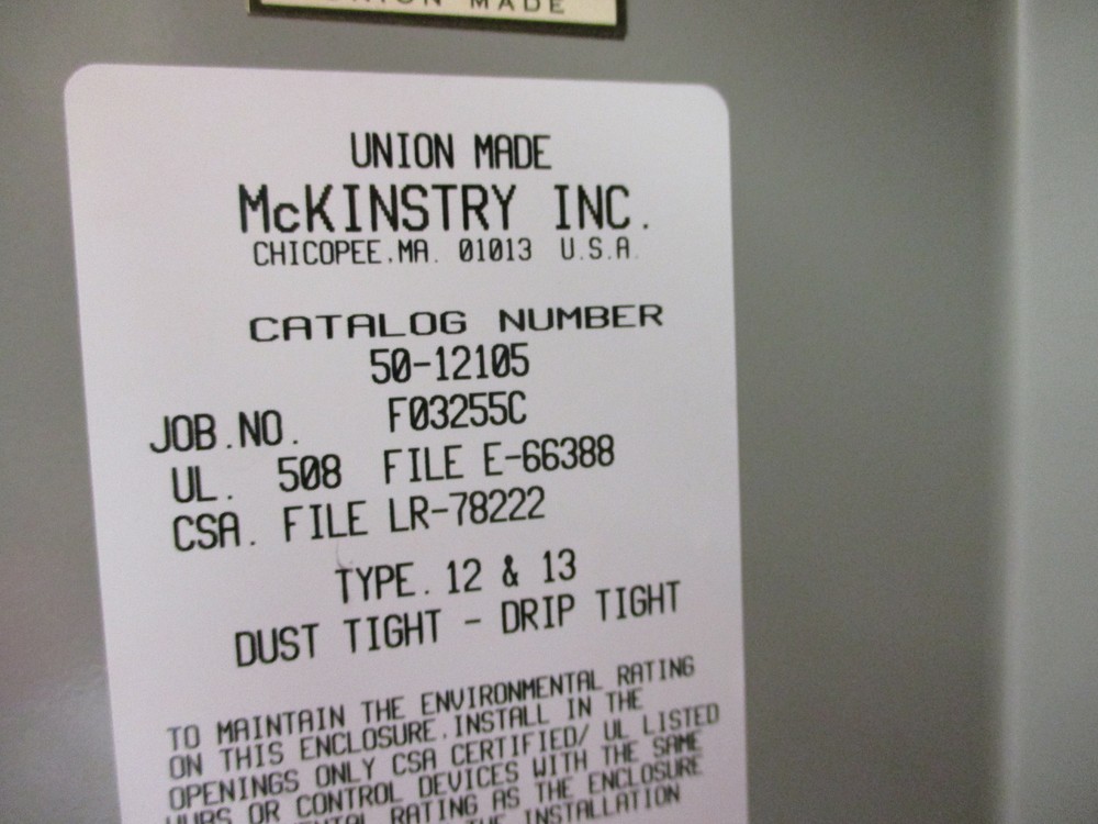 *NEW* McKINSTRY INC. 50-12105 INDUTRIAL CONTROL PANEL ENCLOSURE
