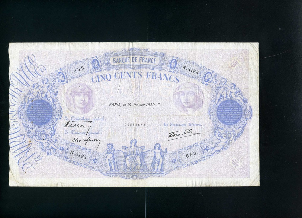 France 500 francs 1939  -  VF