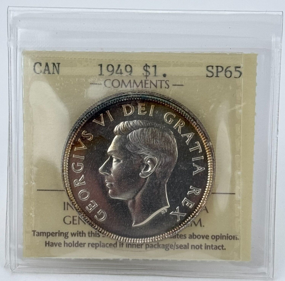 1949 Canada Silver Dollar, Rare SPECIMEN - ICCS SP 65