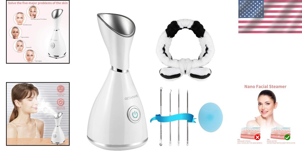 Nano Ionic Face Steamer - 10X Deep Penetration, Spa Humidifier with Accessories
