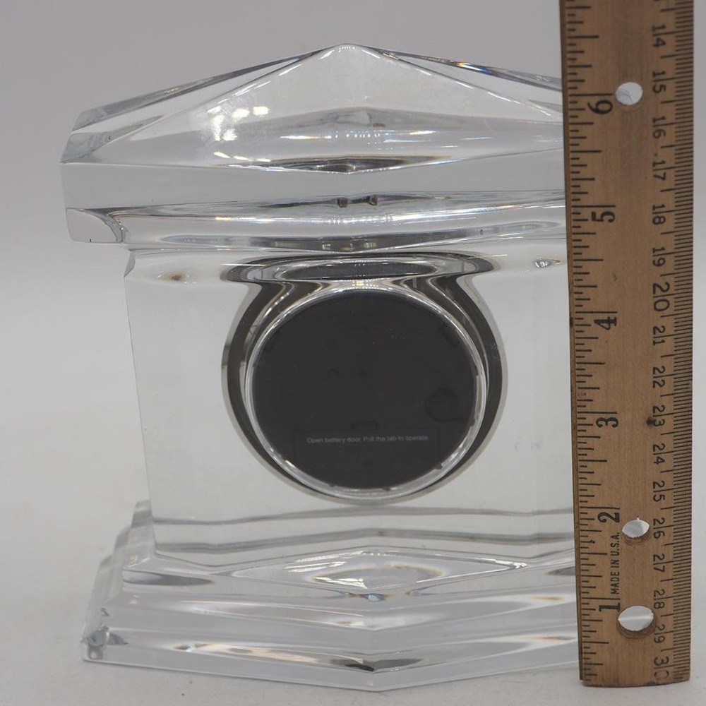 Desk Clock Lenox Glass Executive Solid Heavy Office Decor