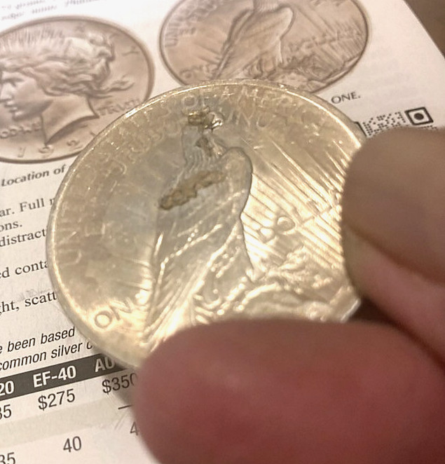 Uncirculated MS 1922 Peace Silver Dollar Error Coin Peeling Laminated Planchet