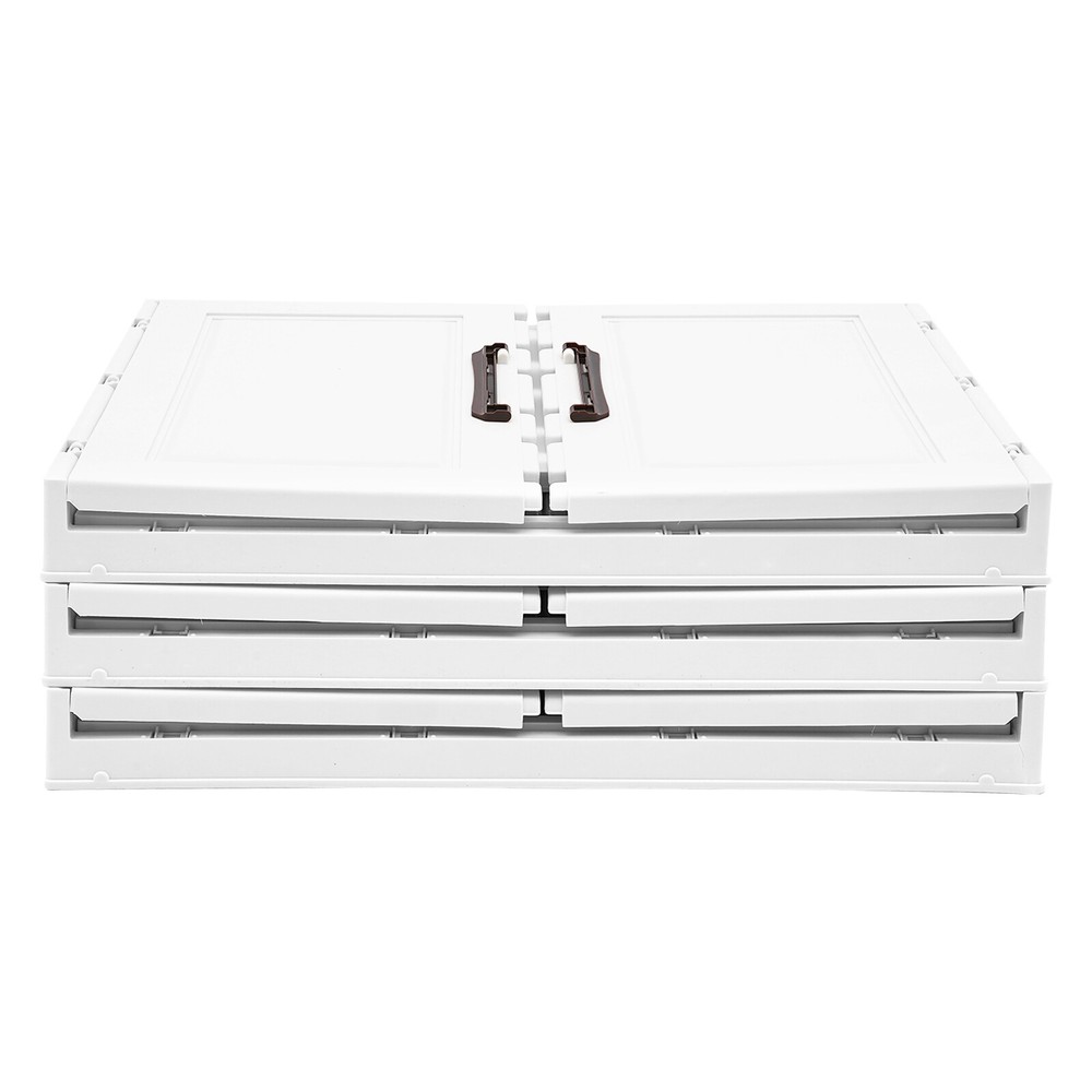 Foldable Stackable Storage Cabinets with Wheels White 25.59*16.54*43.5in