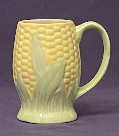 Corn Cob Ear Pitcher & Matching Mugs, Ceramic Pottery. Preowned Good Condition