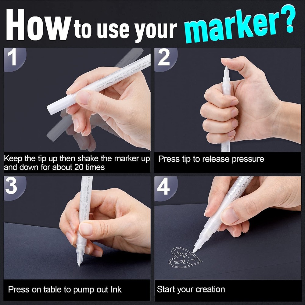 White Acrylic Paint Pens Extra Fine Point 8 Pack