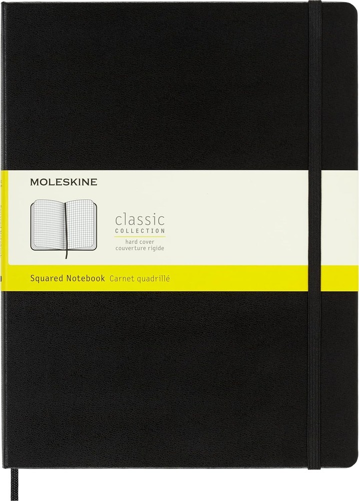 Classic Notebook, Hard Cover, XL Squared/Grid, Bla, 192 Pas