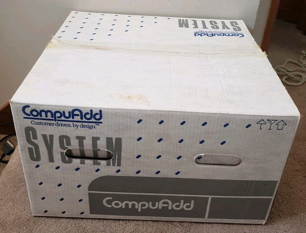 Vintage CompuAdd A002 Computer With Original Box, Keyboard, software, manual