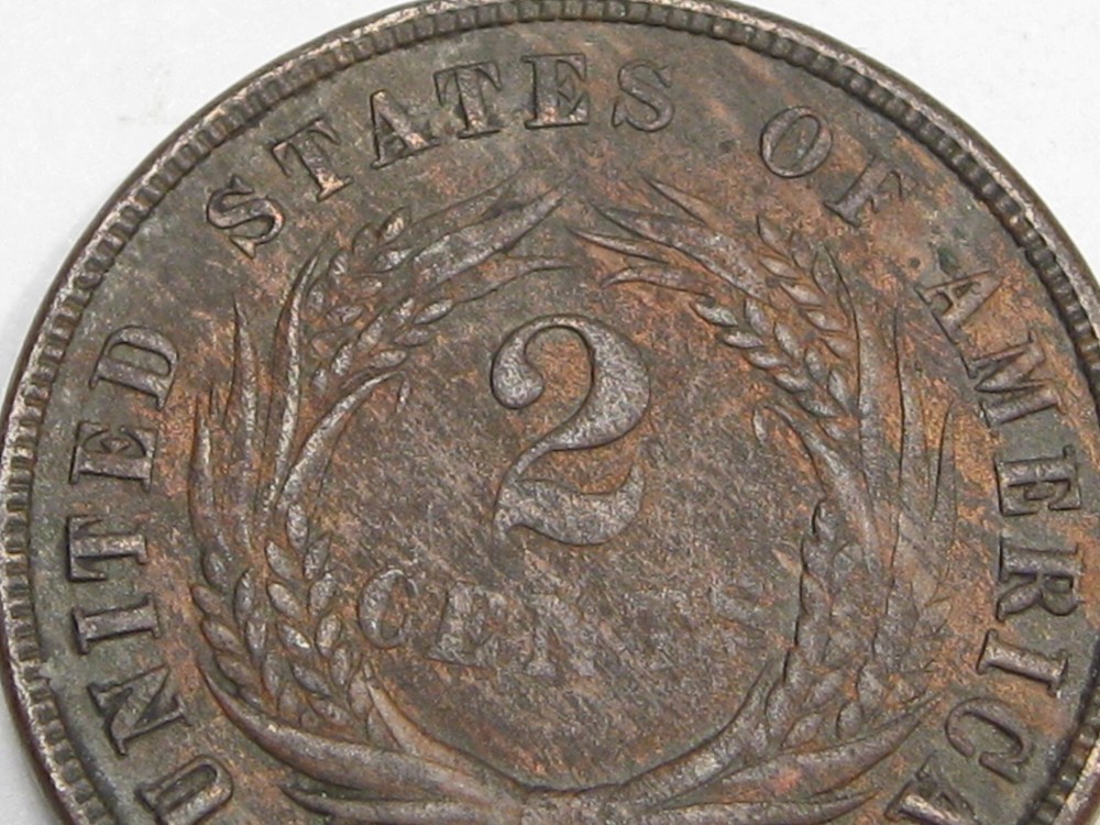 Better Date 1865 2¢ Two Cent Piece w/ Full "WE". #15