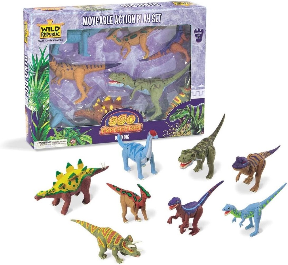 Wild Republic  8 Piece Poseable Dinosaur Set