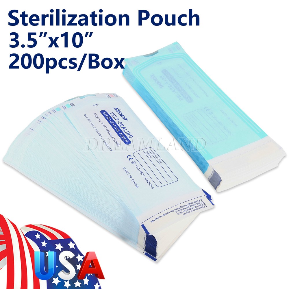 Dental Sterilization Pouch 3 1/2"x10" Self-Sealing & Indicators