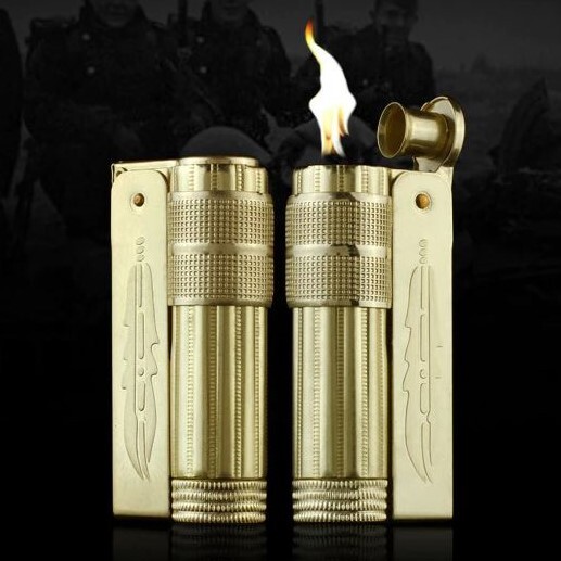 Imco Super Triplex 6700 gasoline lighter eagle feather brass color, new edition