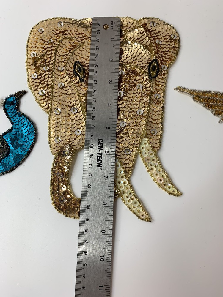 Sequence/Beaded Applique ELEPHANT PEACOCK BIRD