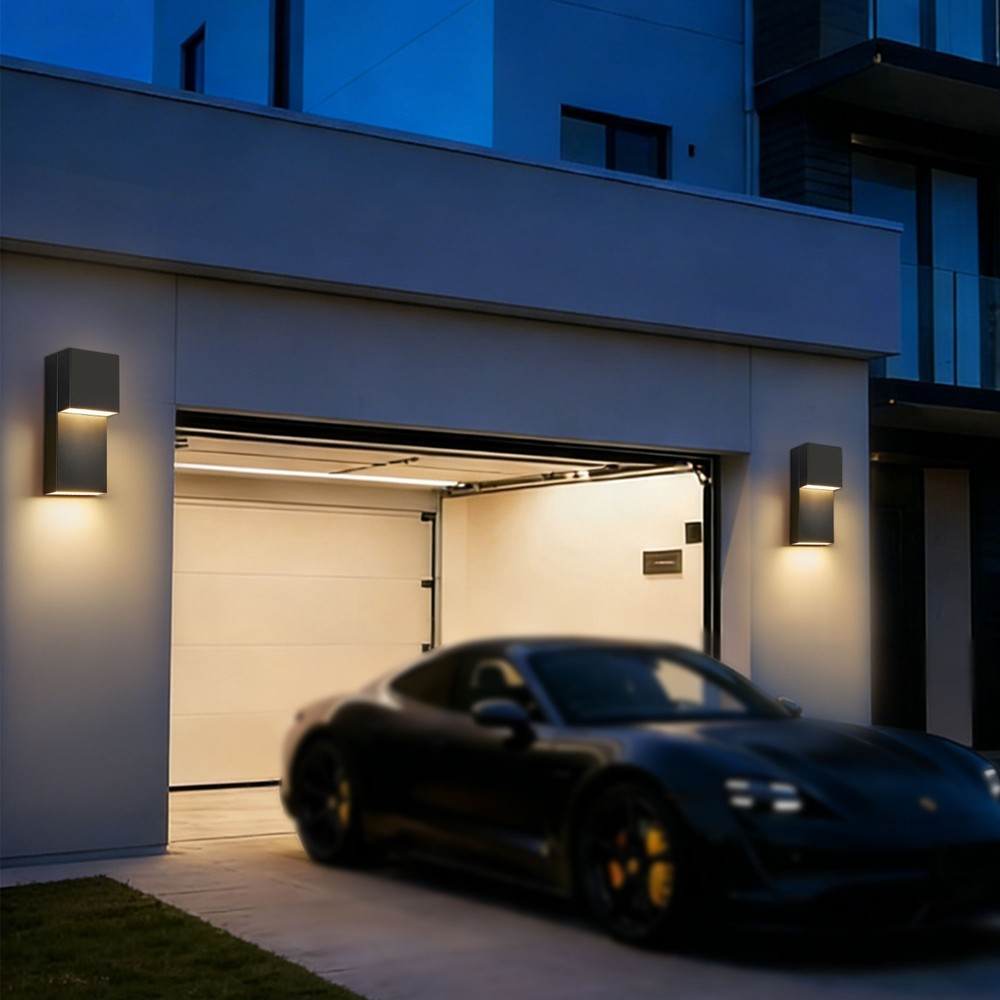 1-2 Pack 11.8 in. Black Outdoor Wall Light