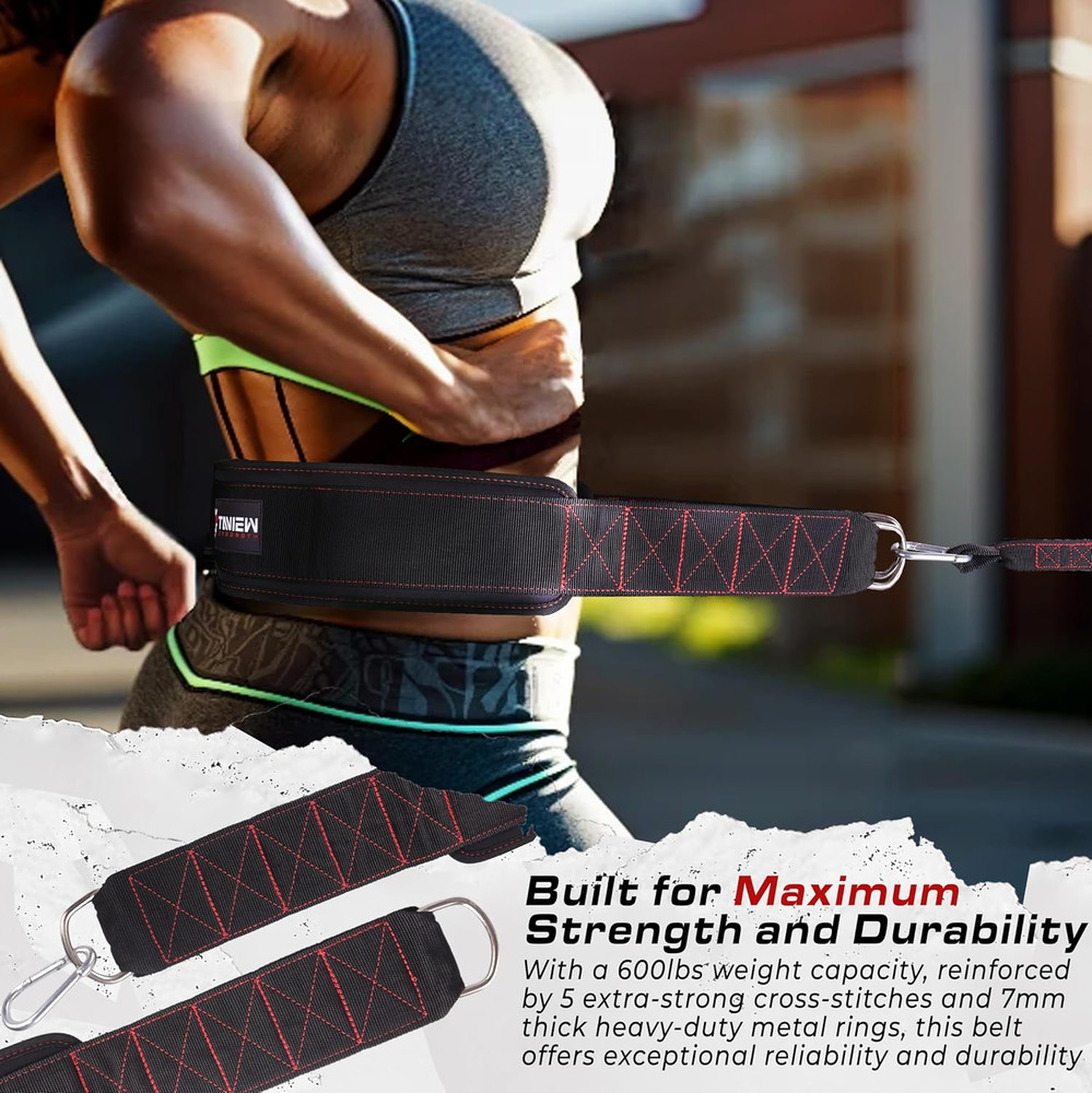 Adjustable Sled Pulling Belt with Straps and Hooks for Resistance Training