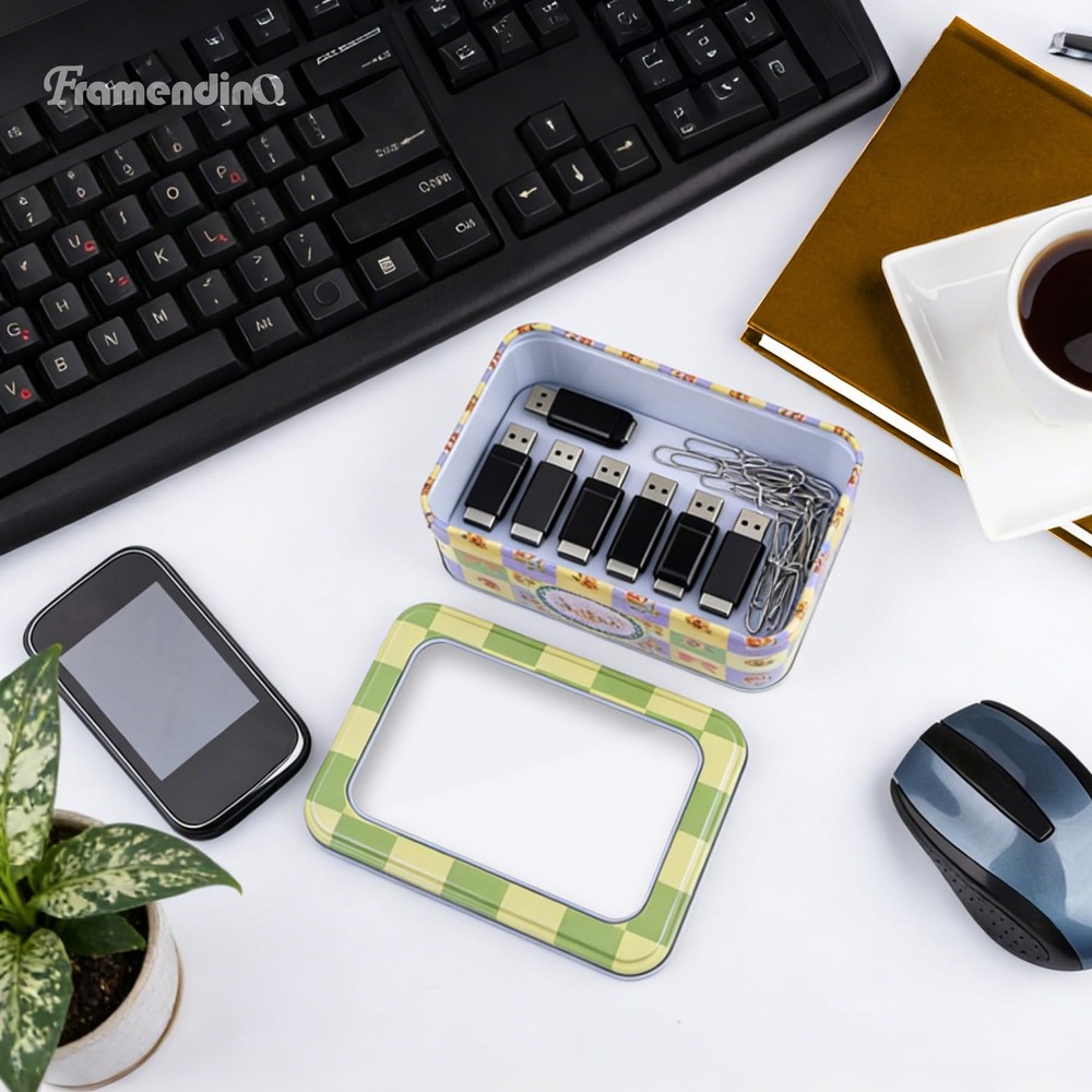 Framendino, 6 Pack Metal Rectangular Tin Boxes Containers Floral Tinplate Org...