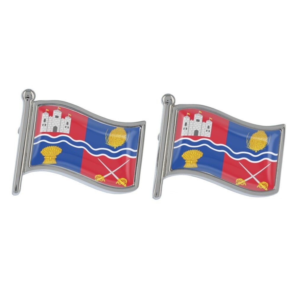 Newbury Wave Flag Silver Cufflinks in Gift Box