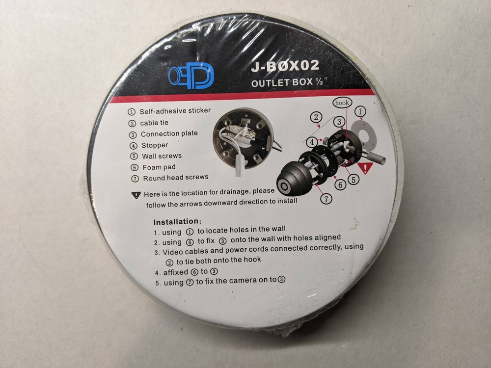 J-BOX02 Camera Junction Box / Base - white - 3.75" (NEW SEALED)