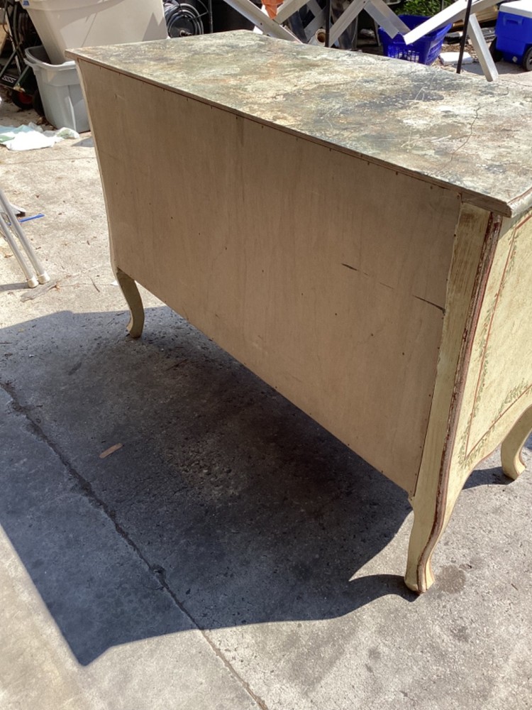 Italian Rococo Style Hand Painted Serpentine Commode Chest