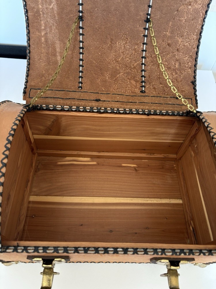 Cedar and Leather Mini Trunk Box