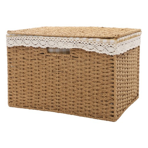 Large Storage Bin Rope Woven Basket Storage Basket with Lid/Handle & Liner