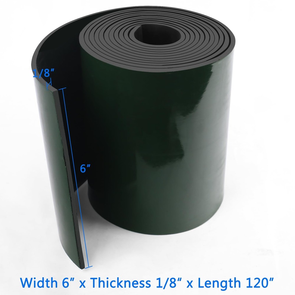 Adhesive Solid Rubber Strips 6 Wide 1/8 Inch Thick 120 Inch Long Self Rolls