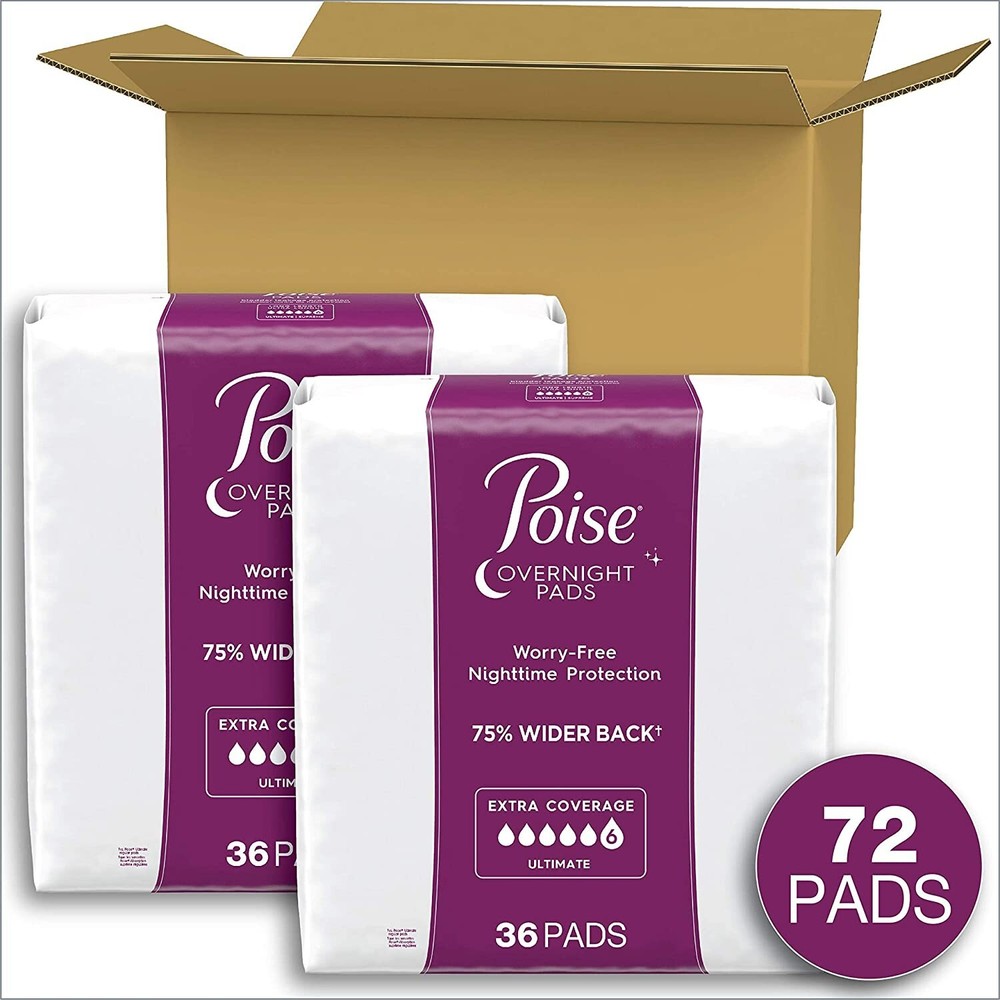 Poise Pads Women's Ultimate - Overnight - Extra Coverage 72 count