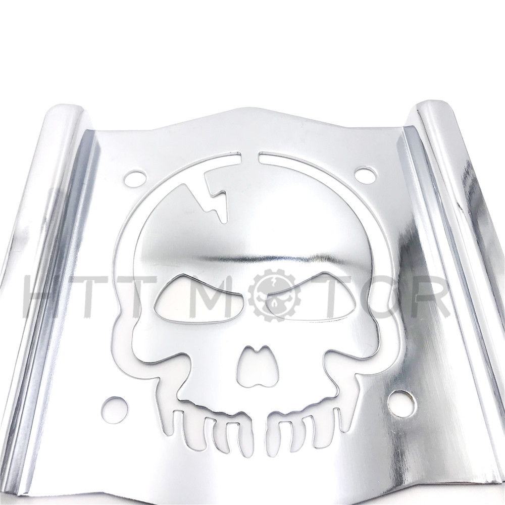 Skull Backrest Sissy Bar Plate Chrome Universal Fit