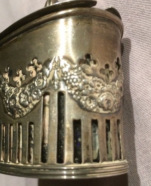 Antique Cheltenham & Co Solid Silver Salt Dip Cellar & Cobalt Insert England