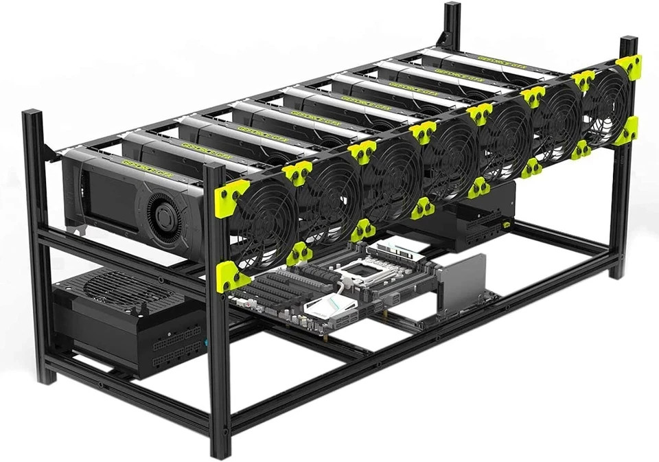 NEW Veddha V4C 8-GPU Mining Case Aluminum Mining Rig Open Air Frame Case