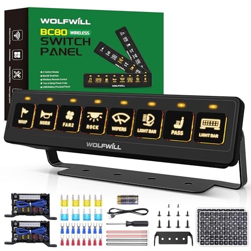 8 Gang Wireless Switch Panel BC80, 164Ft Remote with 4 8 Gang Switch Panel