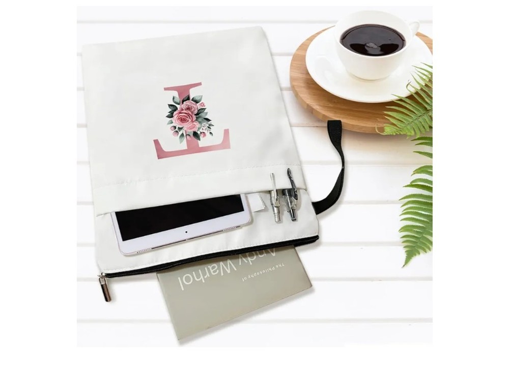 Initial Book Sleeve Cover Personalized Floral Protector with T