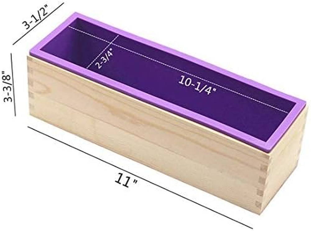 Flexible Rectangular Soap Silicone Loaf Mold Wood Box for 42Oz Soap Making