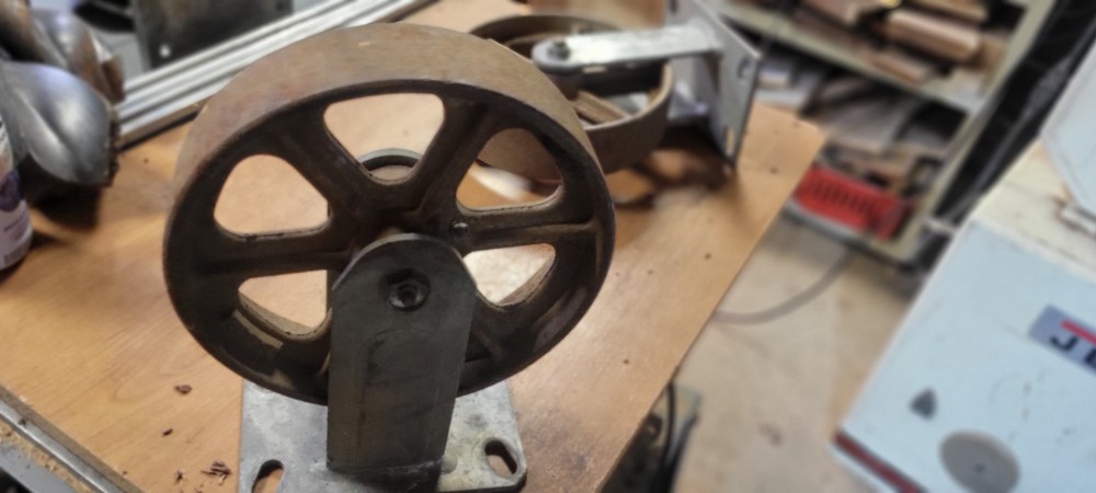 2 Antique Cast Iron Wheels 8 " Casters Set