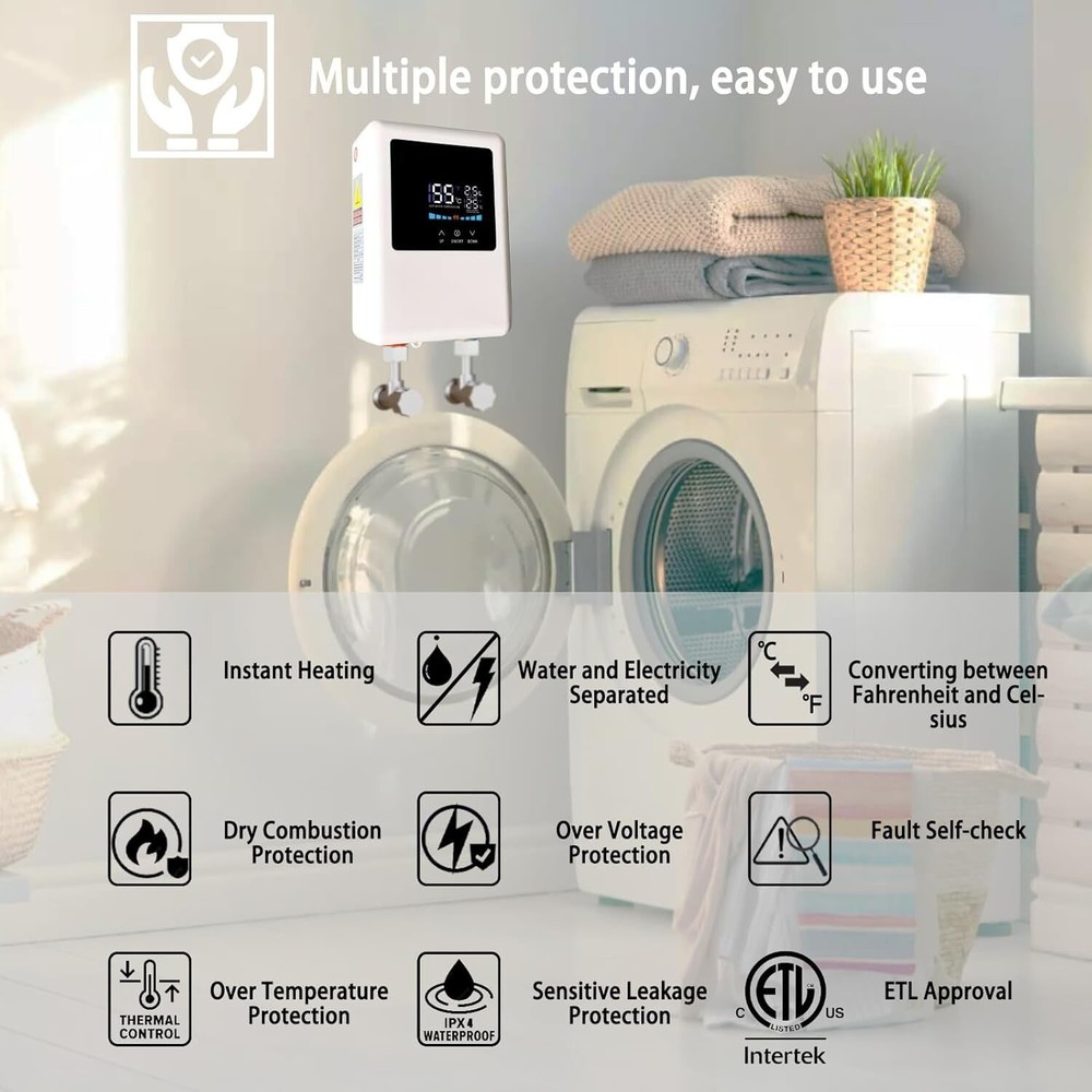 Calentador de agua eléctrico sin tanque de 110 V, 5000 W, calentador de agua ins