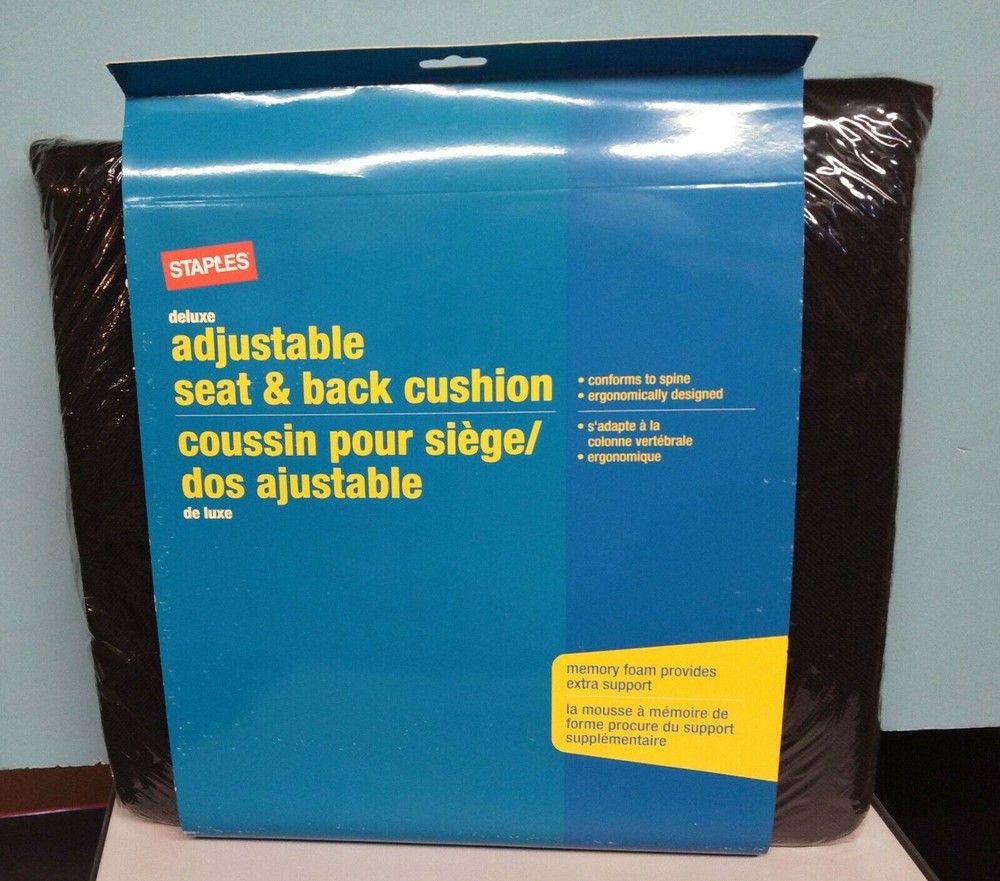 Adjustable Memory Foam Seat & Back Cushion Black  Staples 22286