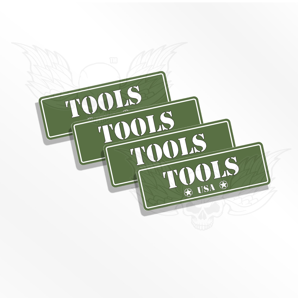 Ammo Can Decals - TOOLS - 4 Ammo Can Stickers -  TOOLS  Ammo Can Labels OD