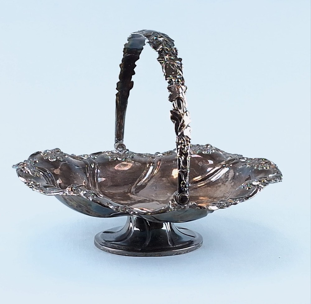 Antique Russian silver plated fruit bowl, 19thC