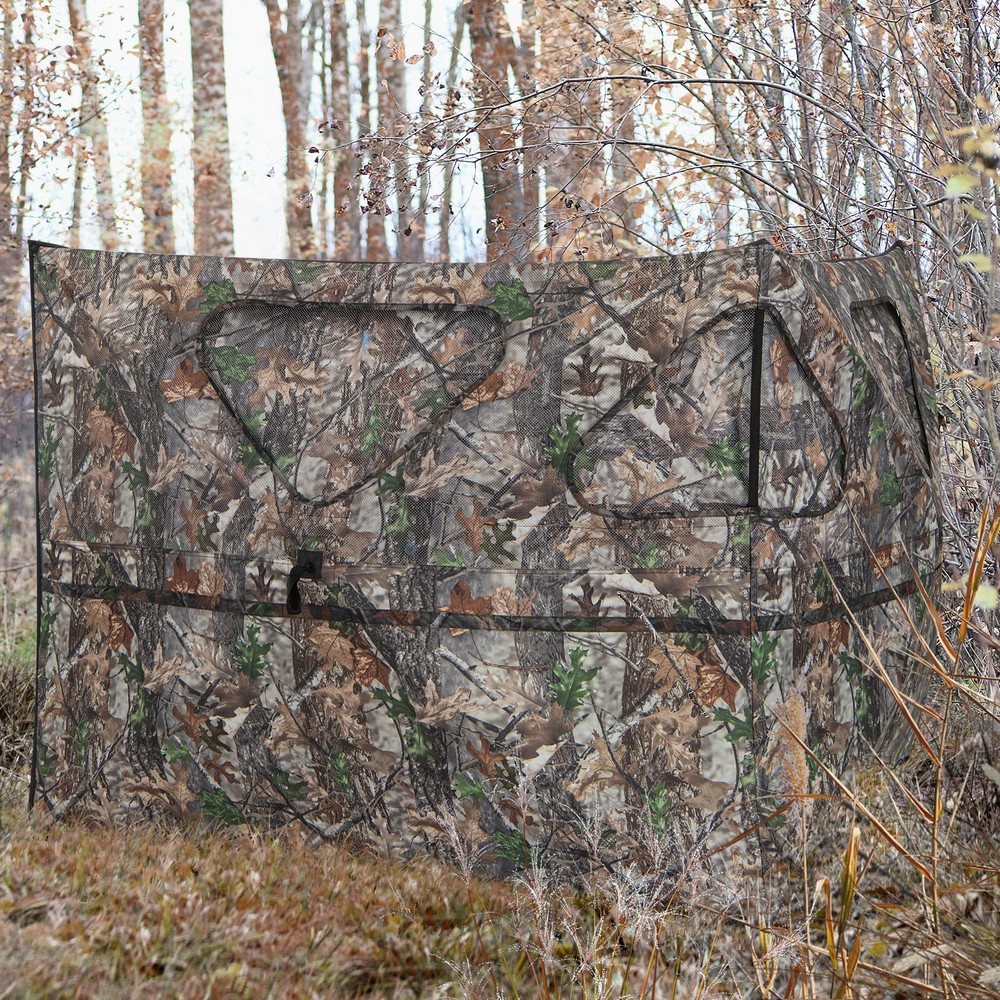 Tangkula 2-Panel Stakeout Hunting Blind, See Through 2-Panel, Camouflage