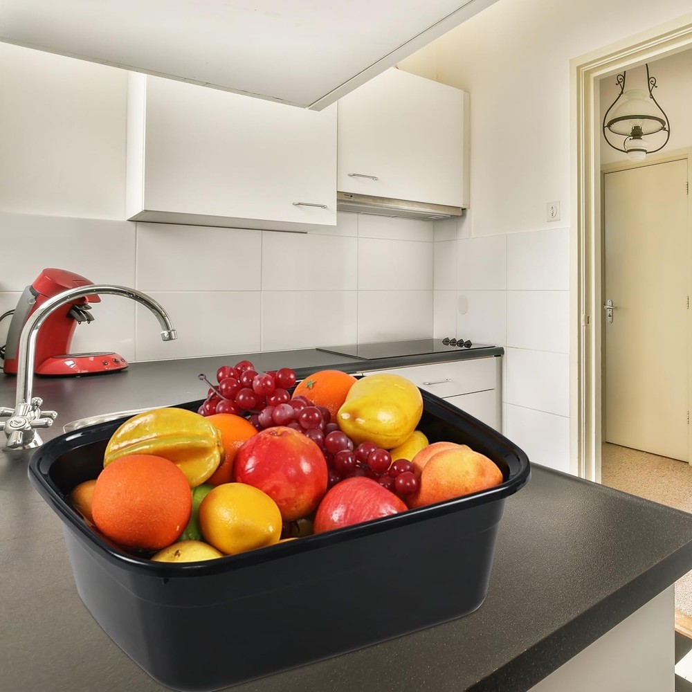 14 Quart Rectangular Plastic Washing Basins, Plastic Dishpans for Sink, Black...