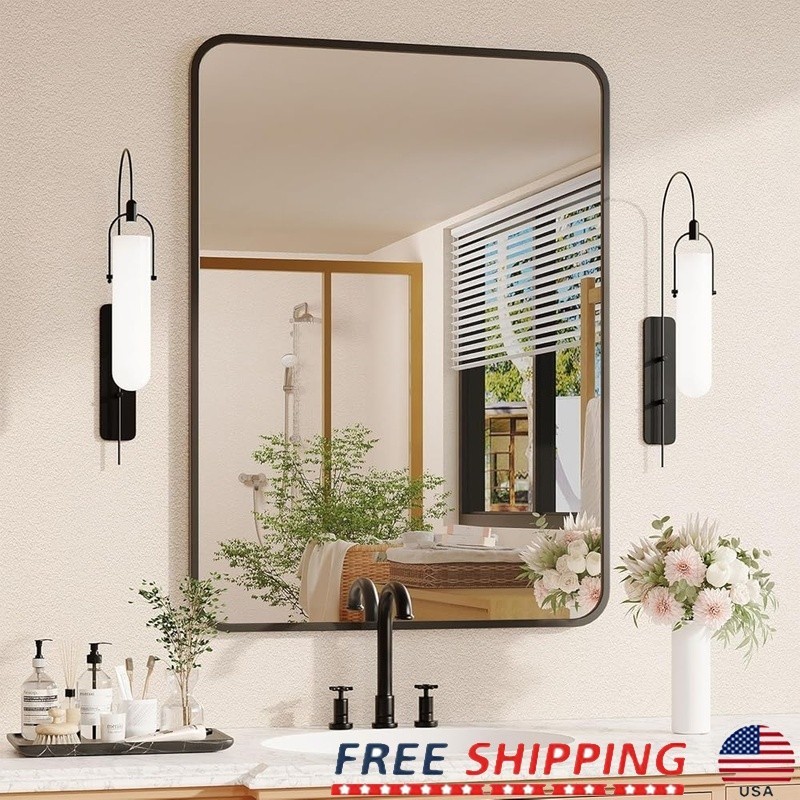 Rectangular Flat Frame Mirror Anti-Oxidation Coating Versatile Wall Mount Decor