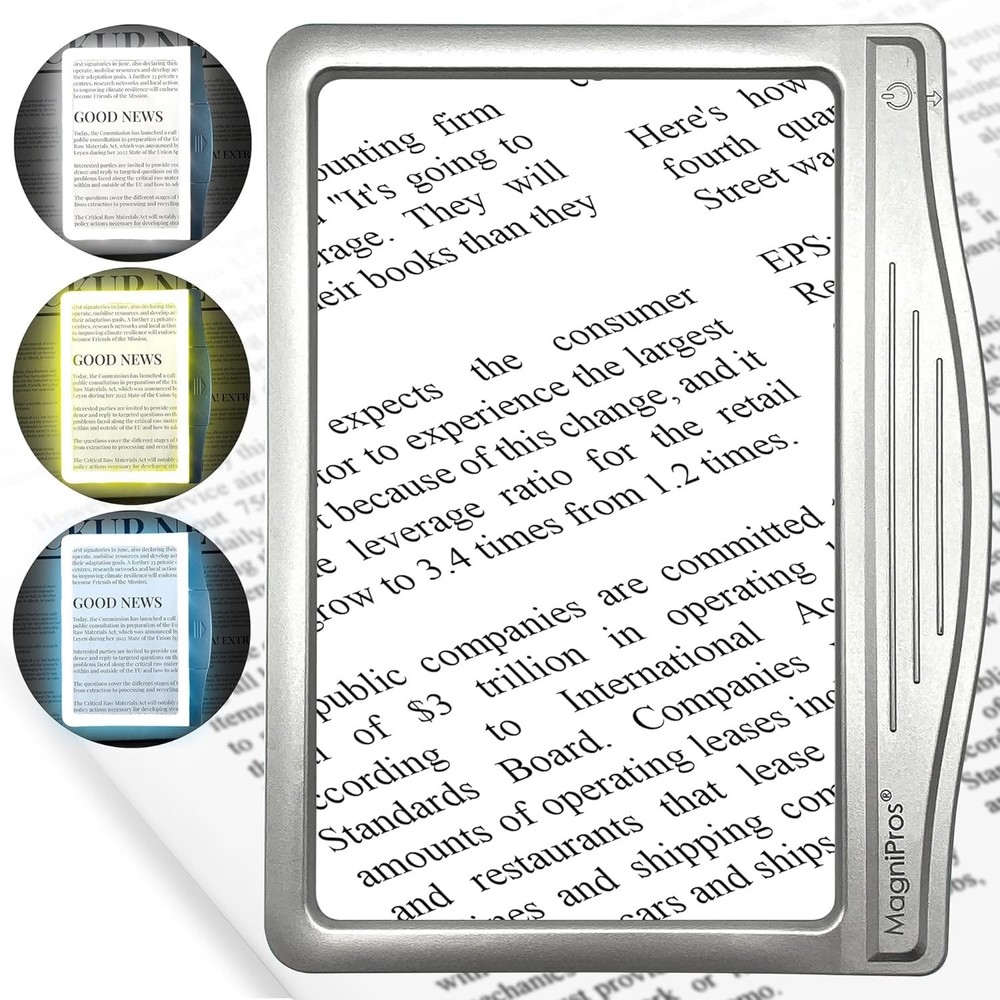 Versatile LED Page Magnifier for Low Vision: 3X Magnification & Adjustable Light