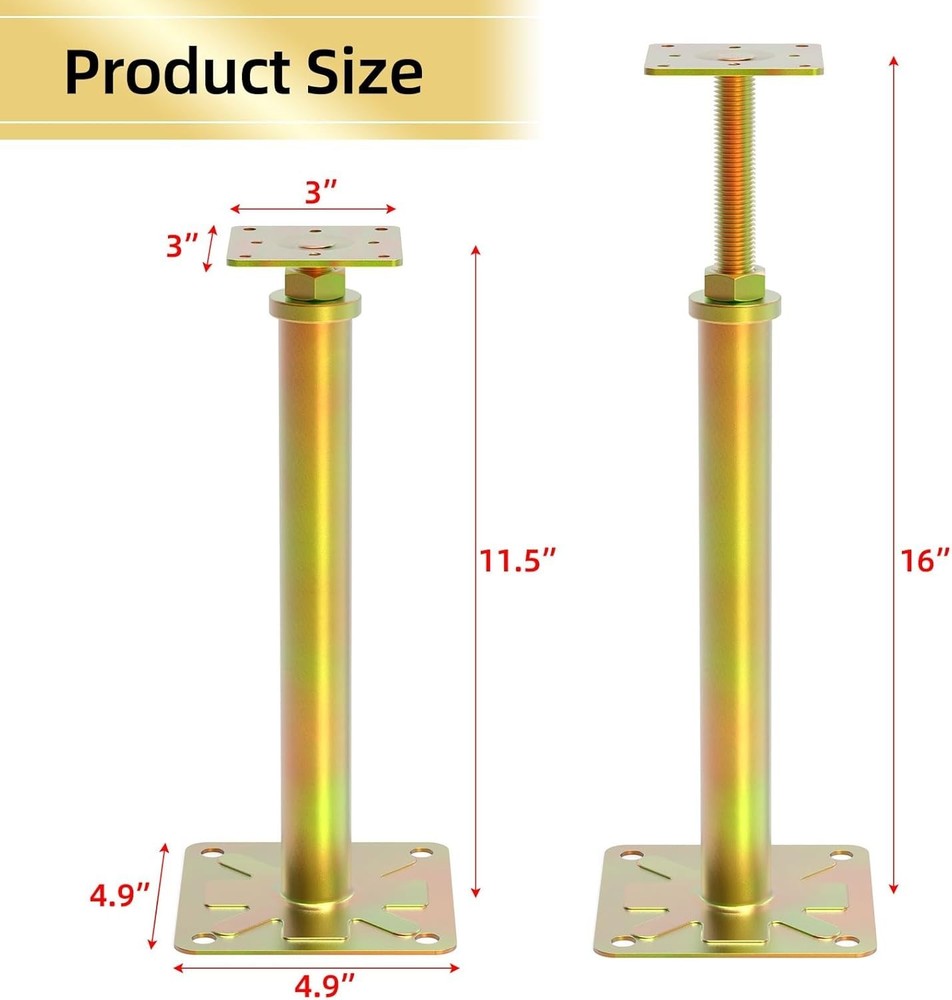 4 Pack Adjustable Floor Jack Posts for House Leveling, Telescoping Support Jacks