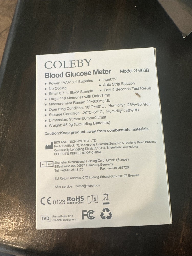Blood Glucose Meter- Model G666B Coleby