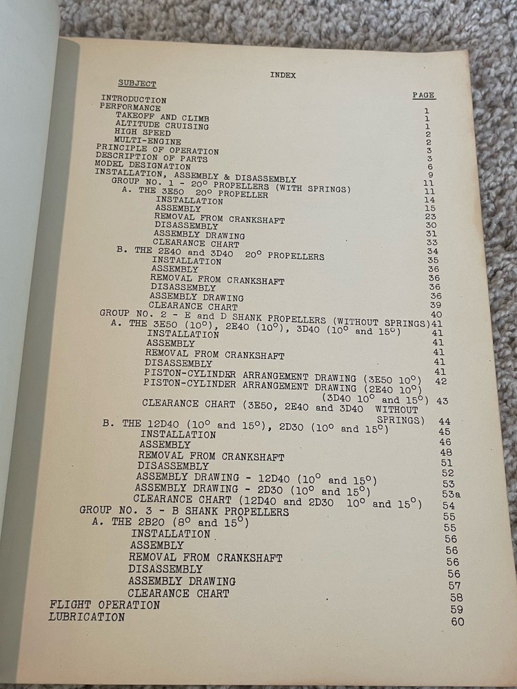 Hamilton Standard Propellers 1937 Service Manual 110-C Constant Speed & Control